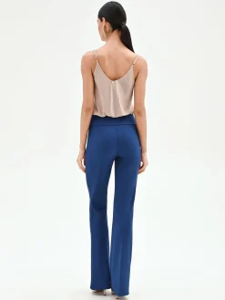 PANTALONE MID FLARED BLU BRILLANTE CON FASCIONE