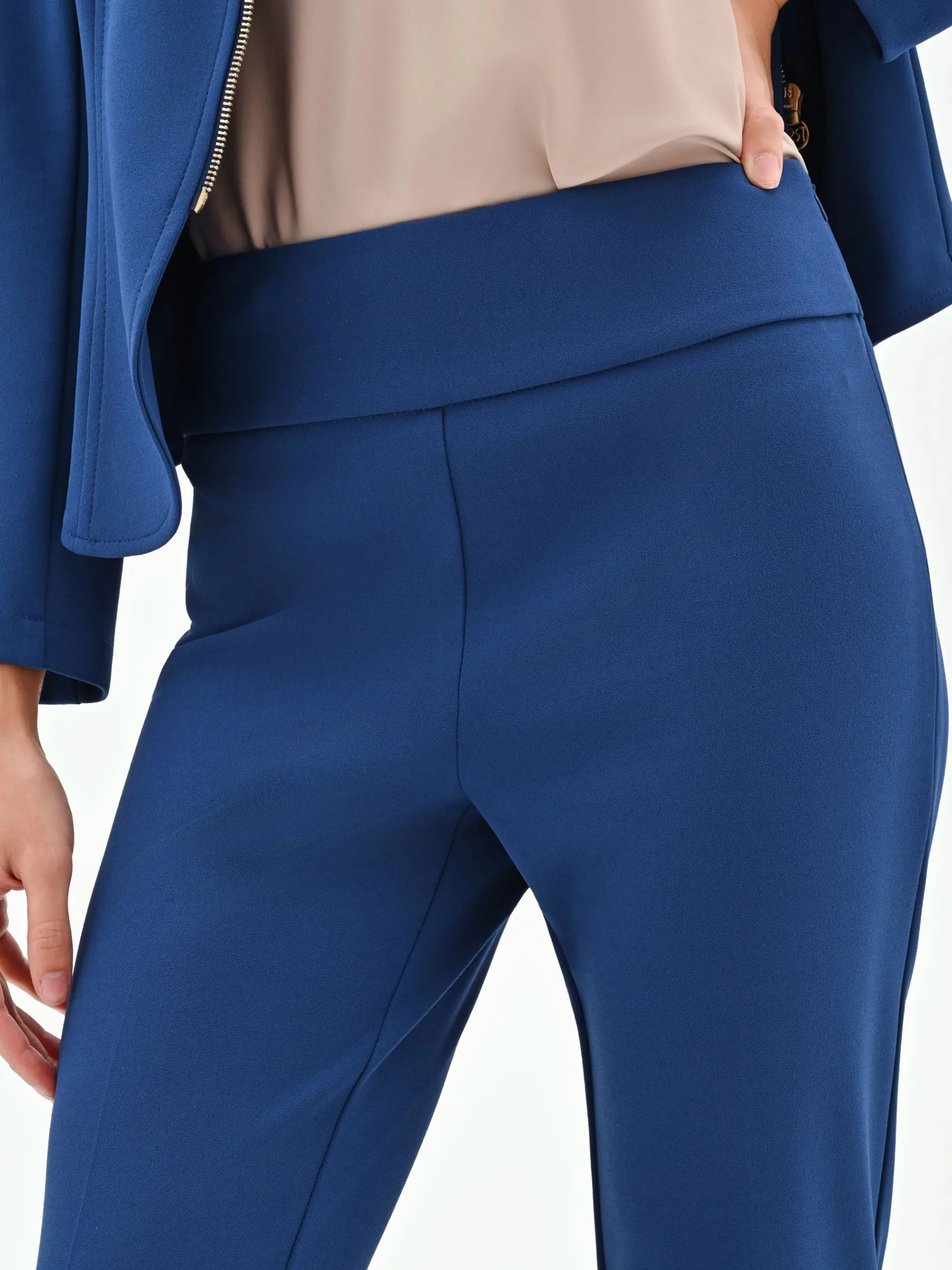 PANTALONE MID FLARED BLU BRILLANTE CON FASCIONE