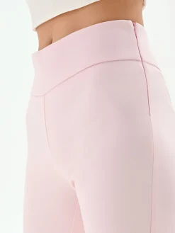 PANTALONE MID FLARED ROSA PASTELLO A VITA ALTA