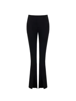 PANTALONE NERO FLARED CON SPACCO FRONTALE