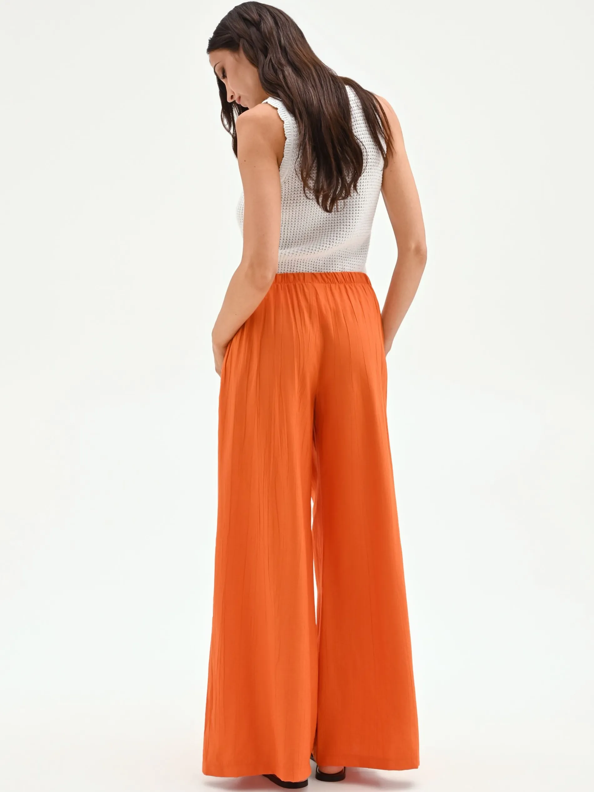 PANTALONE PALAZZO ARANCIO IN VISCOSA