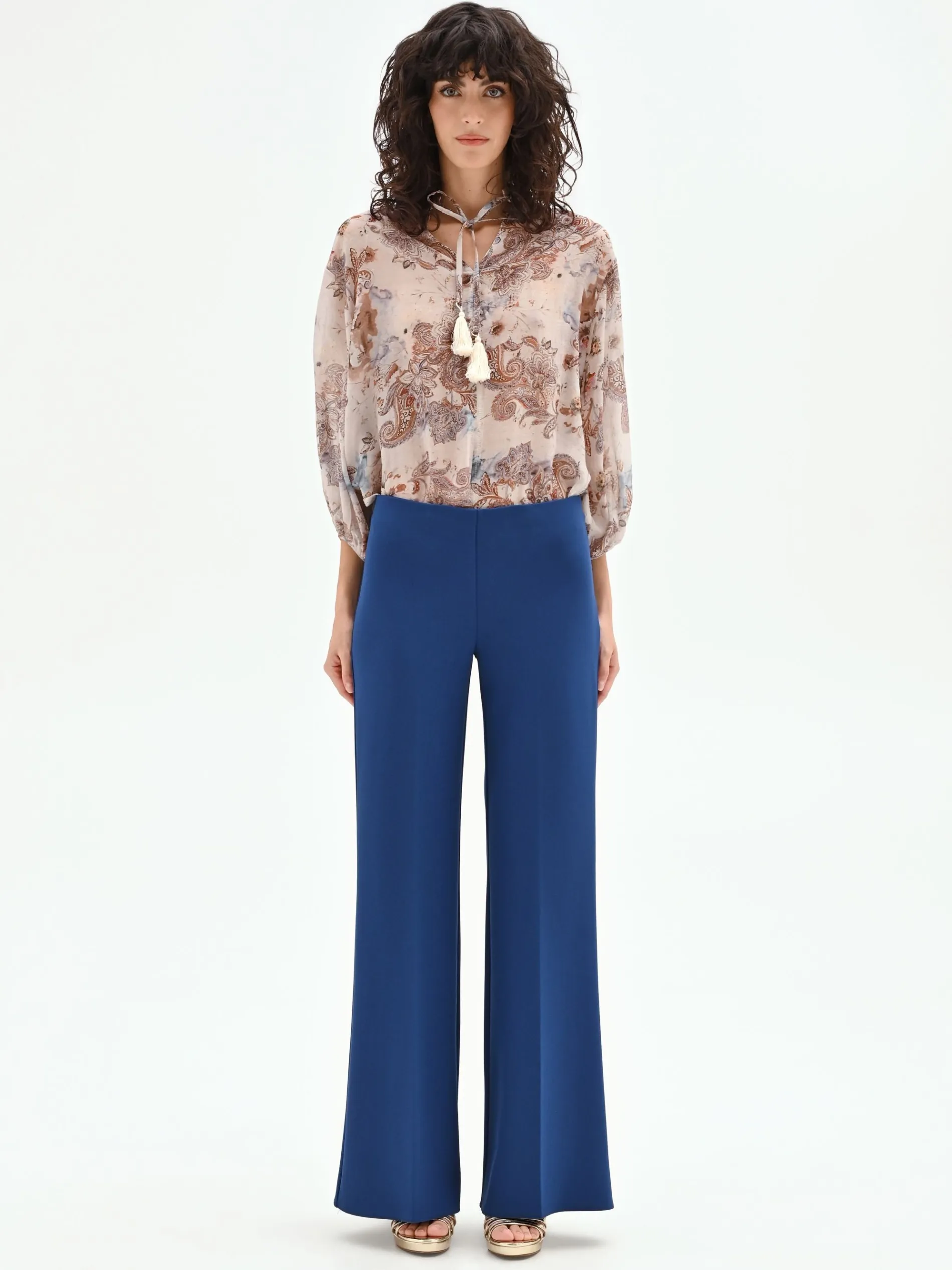 PANTALONE PALAZZO BLU BRILLANTE