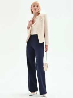 PANTALONE PALAZZO BLU IN TESSUTO TECNICO