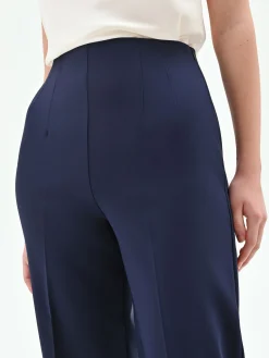 PANTALONE PALAZZO BLU IN TESSUTO TECNICO