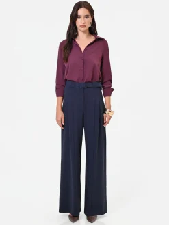 PANTALONE PALAZZO BLU NAVY