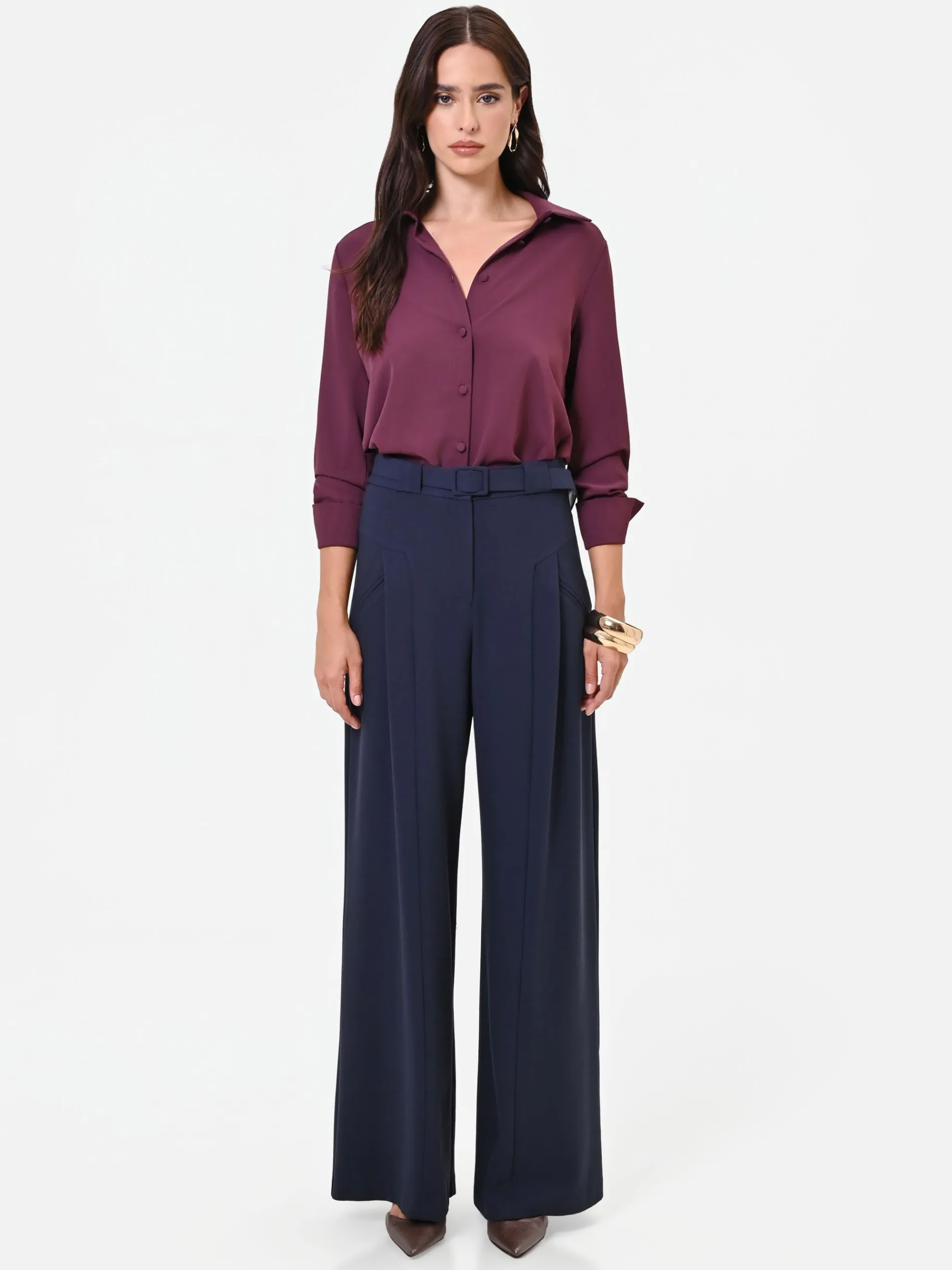 PANTALONE PALAZZO BLU NAVY