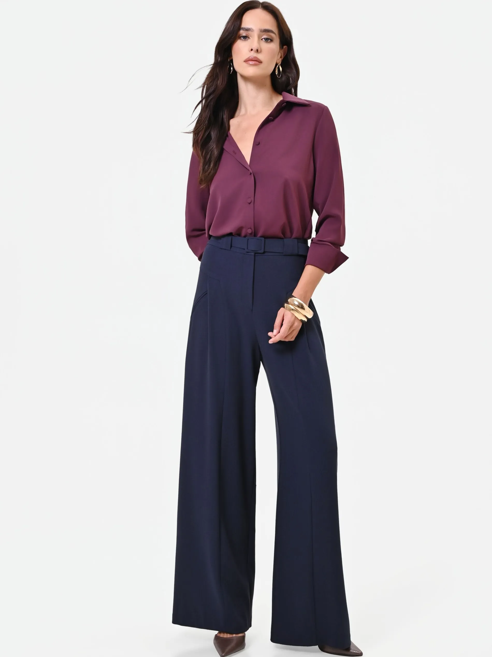 PANTALONE PALAZZO BLU NAVY