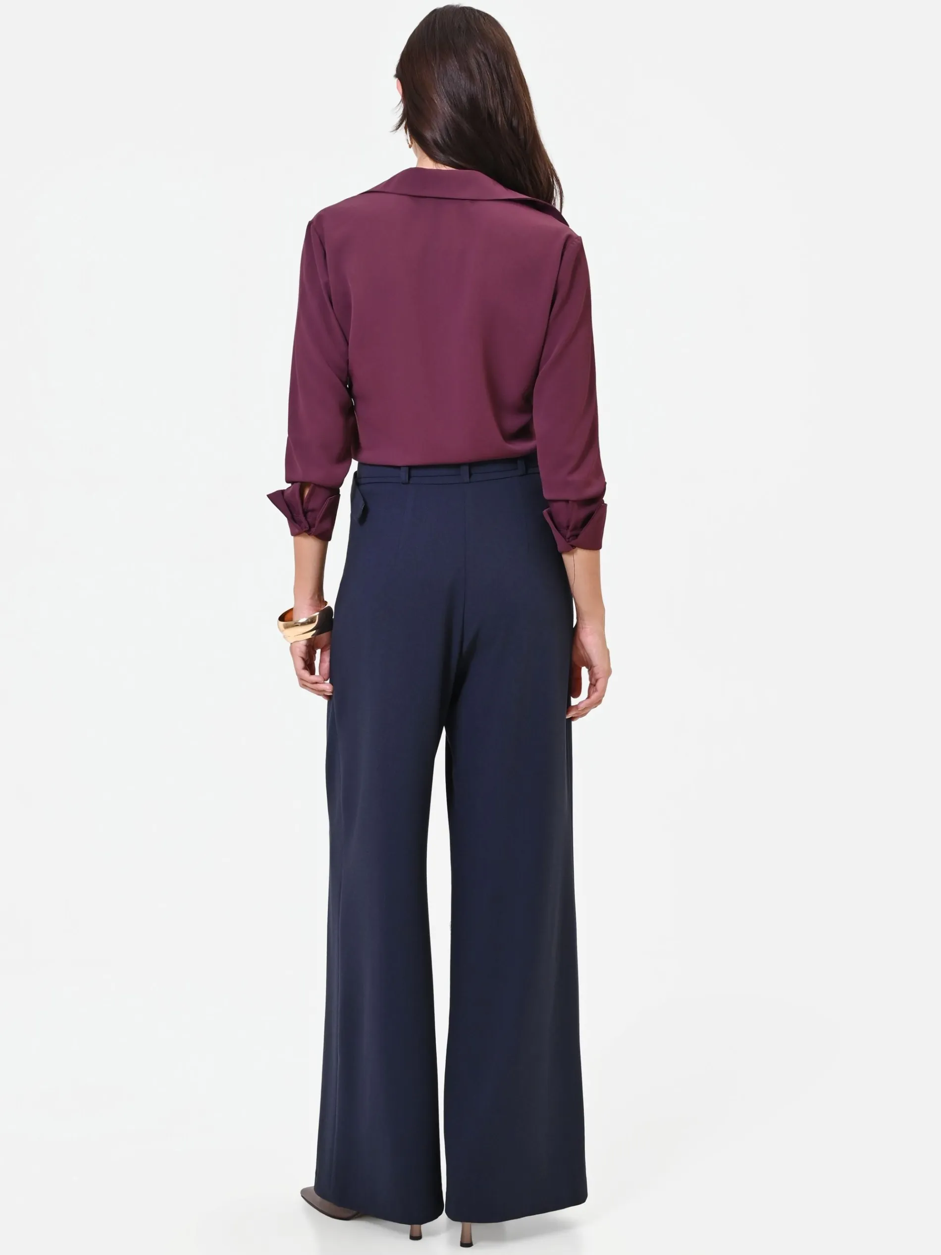 PANTALONE PALAZZO BLU NAVY