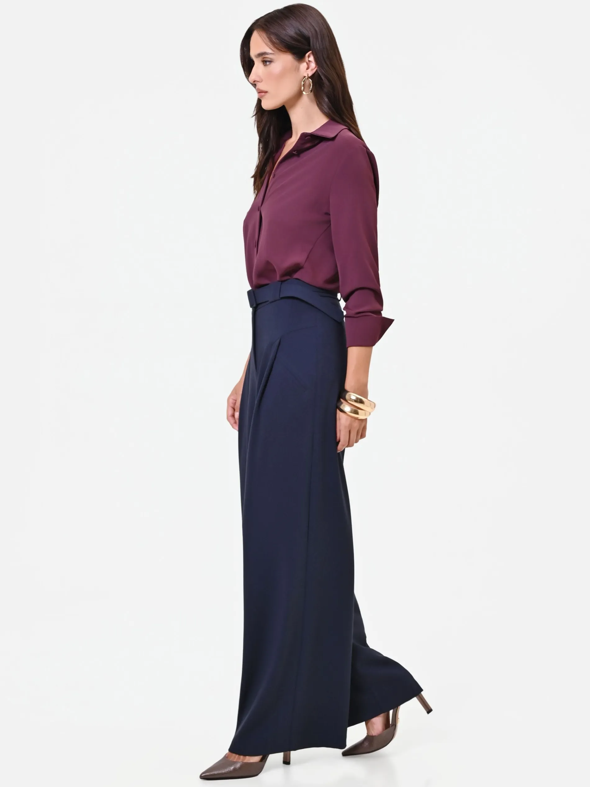 PANTALONE PALAZZO BLU NAVY