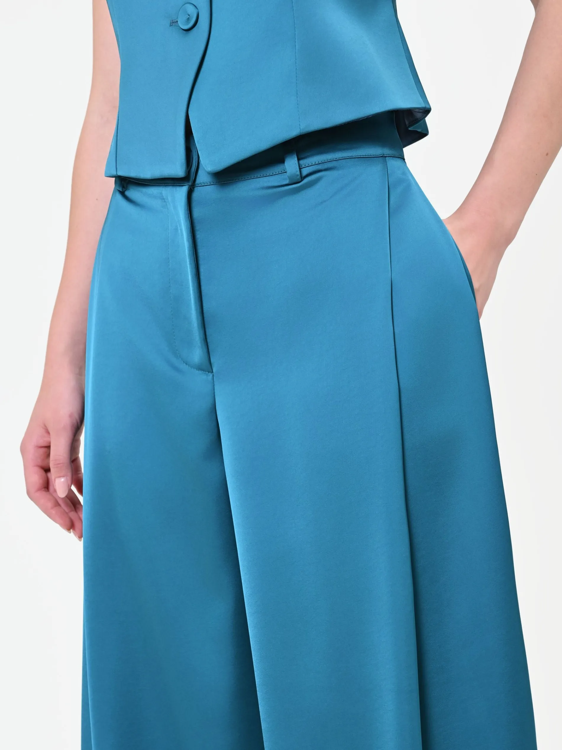 PANTALONE PALAZZO BLU OTTANIO IN RASO