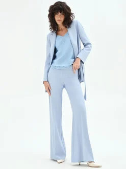PANTALONE PALAZZO CIELO AZZURRO A VITA ALTA
