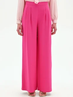 PANTALONE PALAZZO FUCSIA A VITA ALTA IN POLIVISCOSA