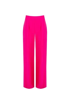 PANTALONE PALAZZO FUCSIA A VITA ALTA IN POLIVISCOSA