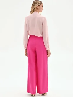 PANTALONE PALAZZO FUCSIA A VITA ALTA IN POLIVISCOSA