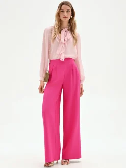 PANTALONE PALAZZO FUCSIA A VITA ALTA IN POLIVISCOSA