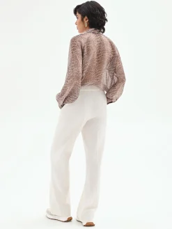 PANTALONE PALAZZO IN MISTO COTONE LYOCELL BIANCO