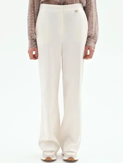 PANTALONE PALAZZO IN MISTO COTONE LYOCELL BIANCO