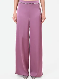 PANTALONE PALAZZO ROSA ANTICO IN RASO