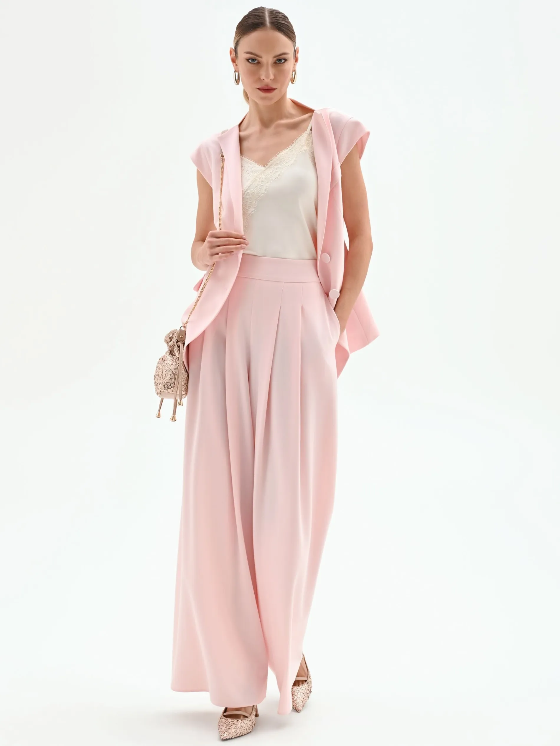 PANTALONE PALAZZO ROSA PASTELLO
