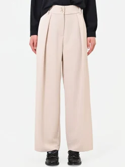 PANTALONE PALAZZO TORTORA BEIGE CON PINCES FRONTALI