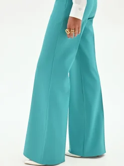 PANTALONE PALAZZO TURCHESE A VITA ALTA