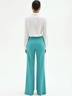 PANTALONE PALAZZO TURCHESE A VITA ALTA