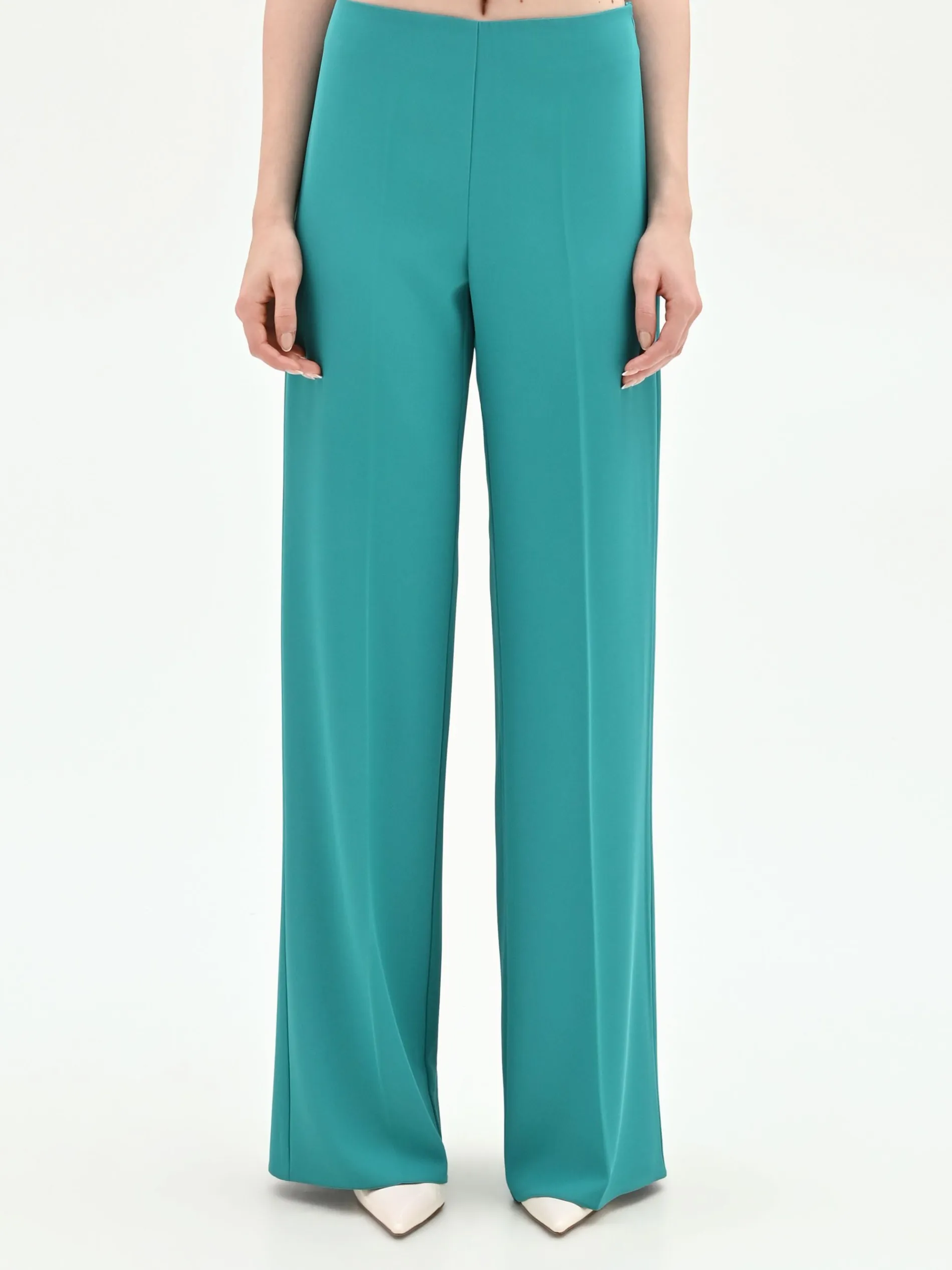 PANTALONE PALAZZO TURCHESE AZZURRO DALLA LINEA FLUIDA