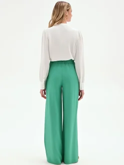 PANTALONE PALAZZO VERDE A VITA ALTA IN POLIVISCOSA