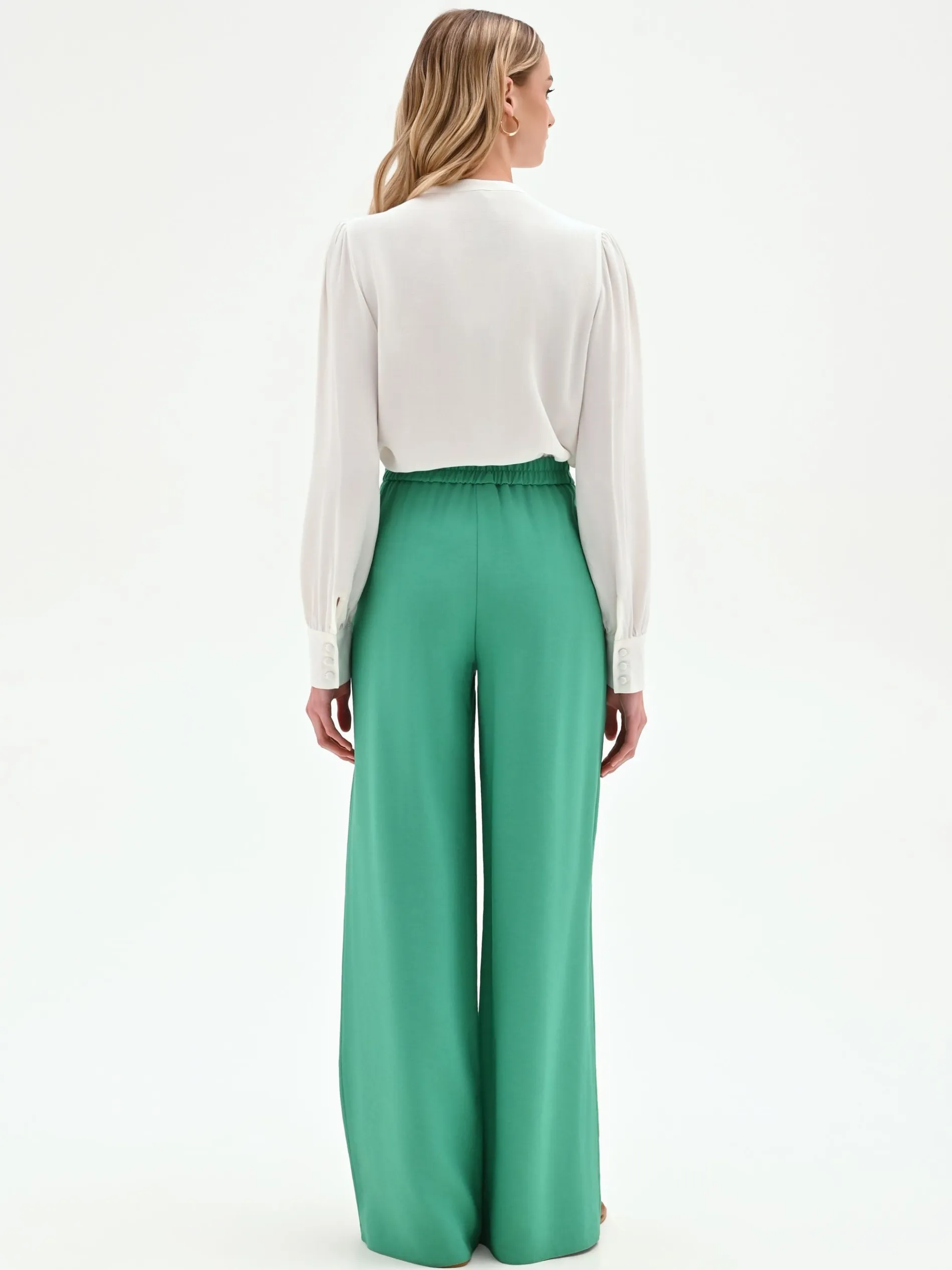PANTALONE PALAZZO VERDE A VITA ALTA IN POLIVISCOSA