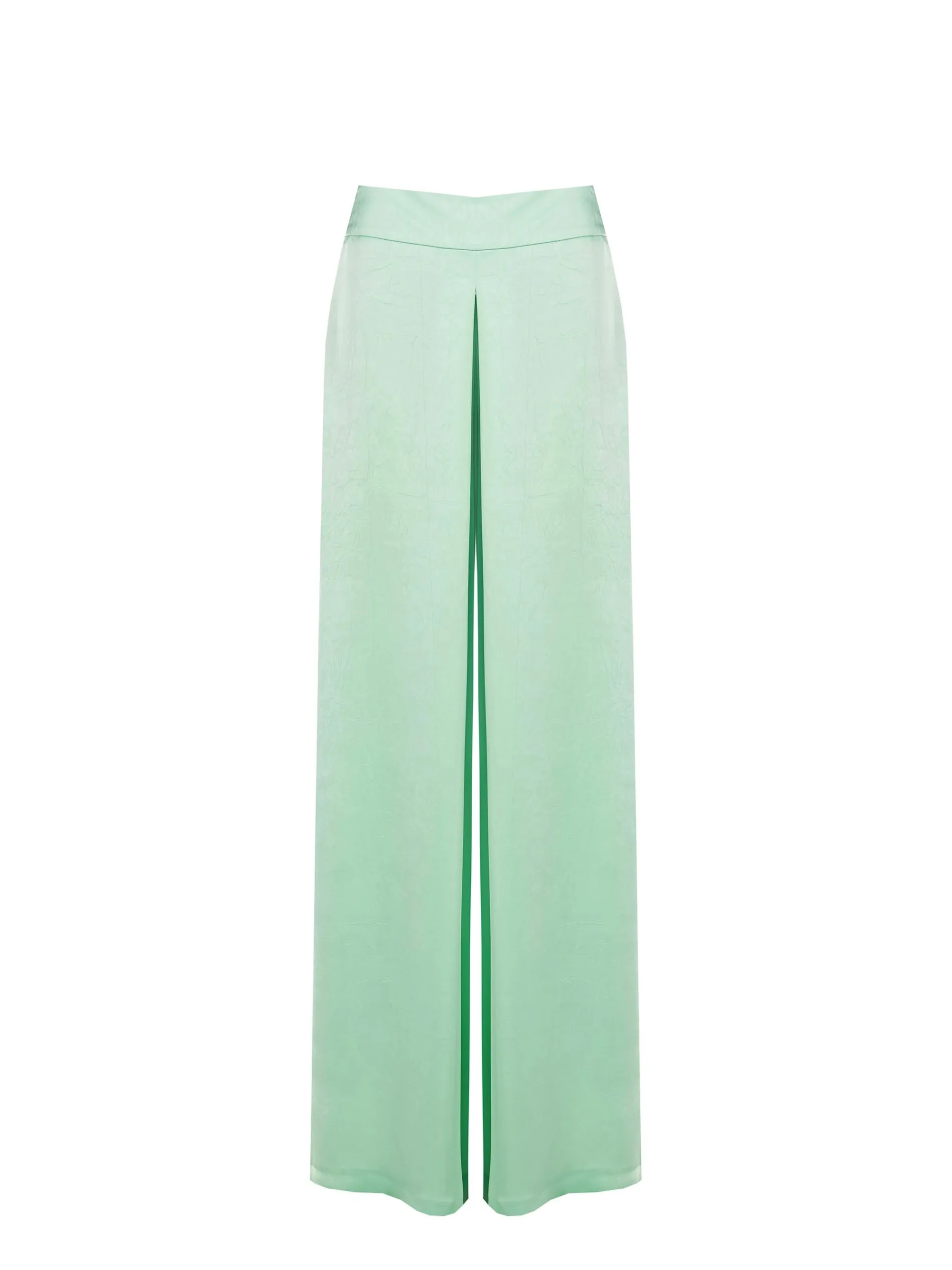 PANTALONE PALAZZO VERDE MENTA CON SPACCO FRONTALE