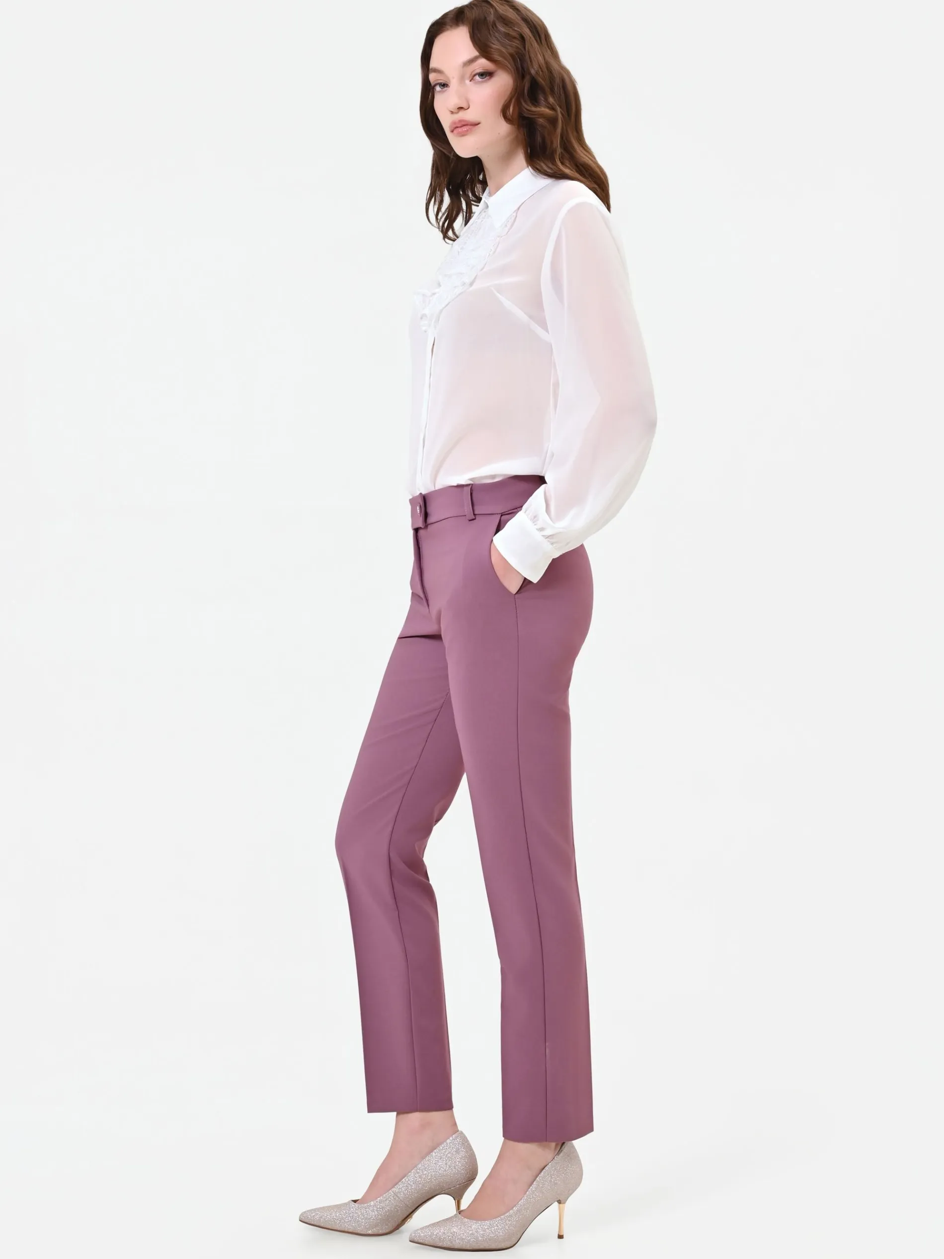 PANTALONE ROSA ANTICO A SIGARETTA