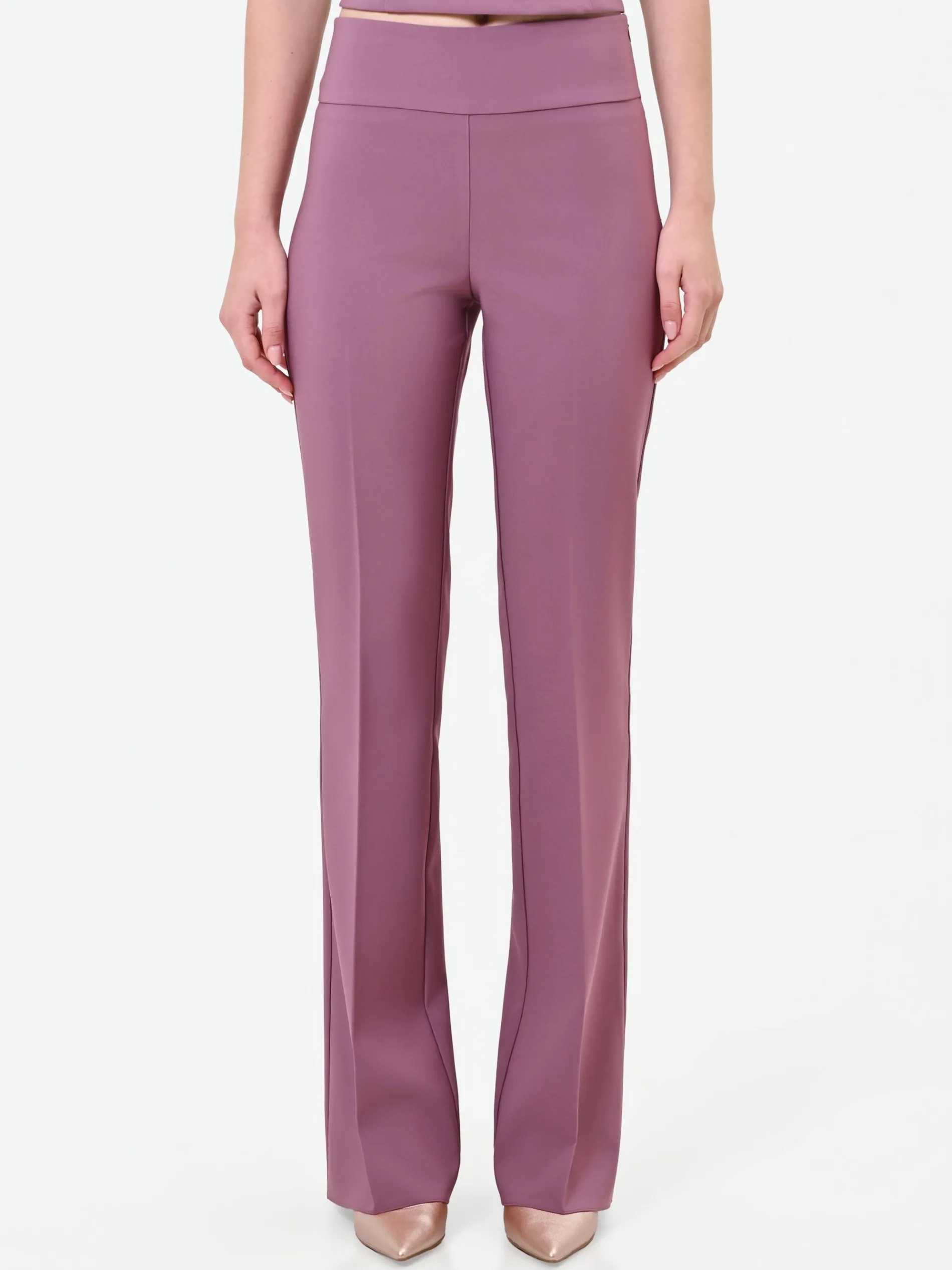 PANTALONE ROSA ANTICO A VITA ALTA