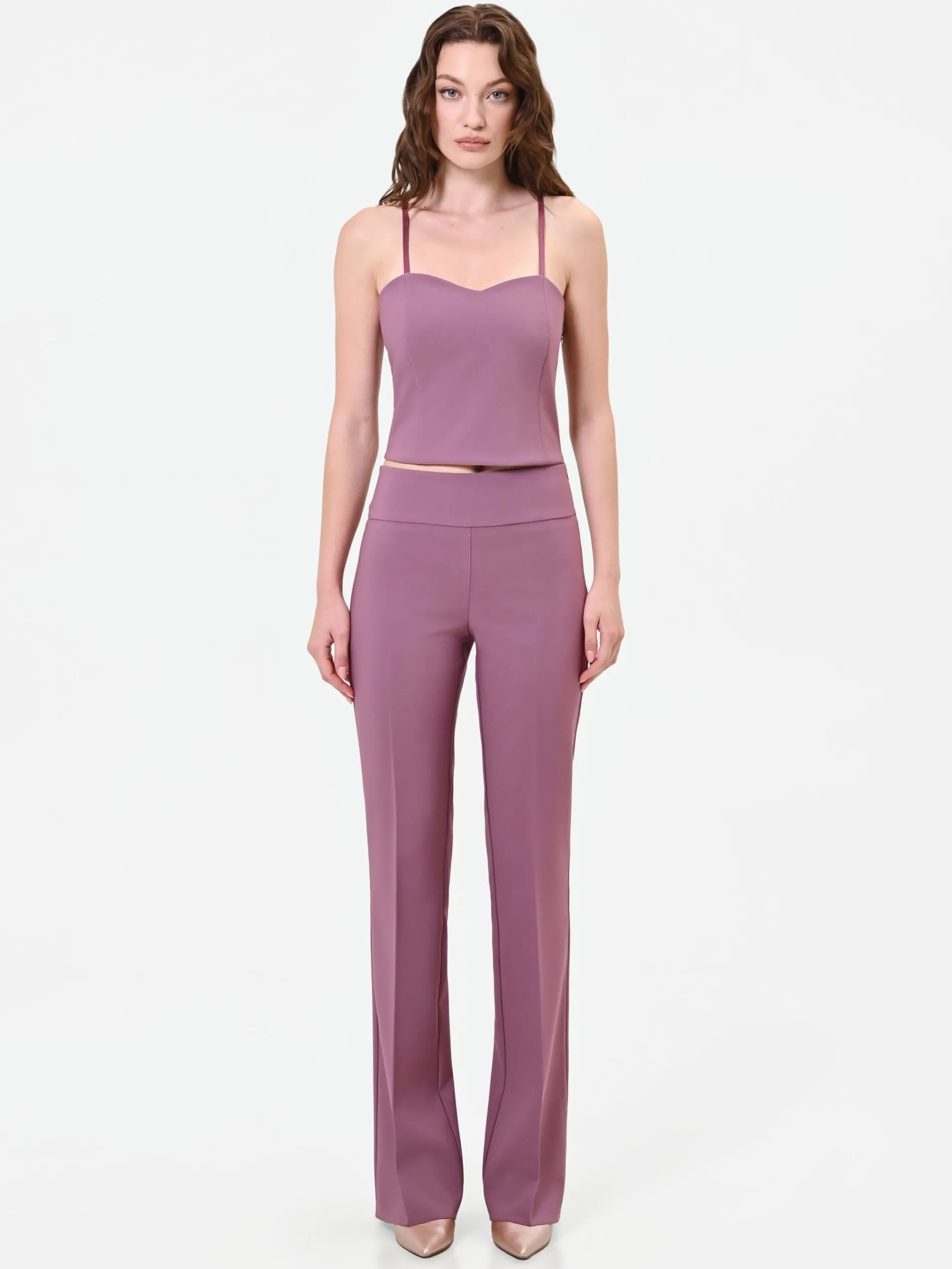 PANTALONE ROSA ANTICO A VITA ALTA