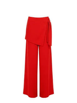 PANTALONE ROSSO A PALAZZO CON DETTAGLIO A PORTAFOGLIO