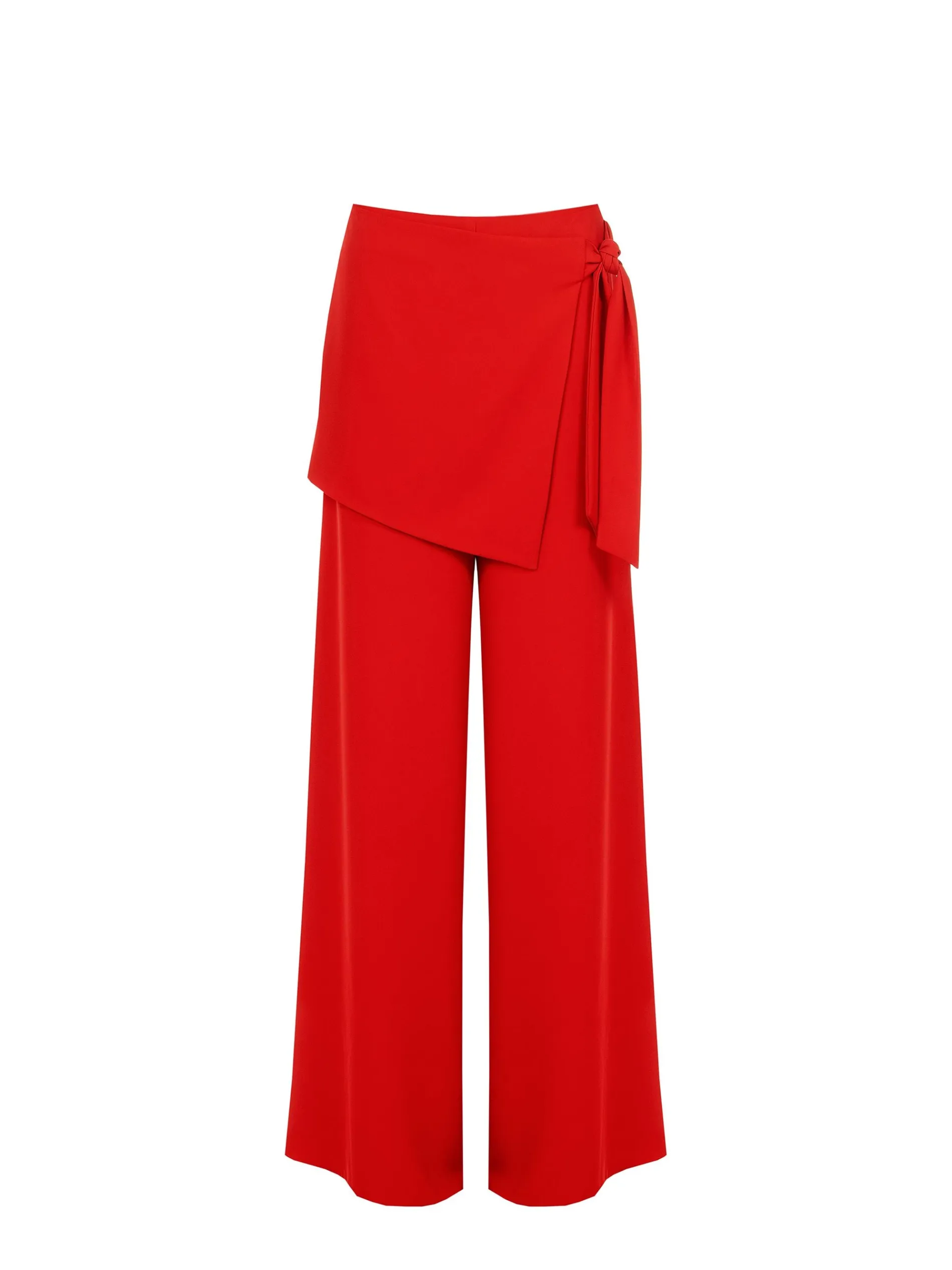 PANTALONE ROSSO A PALAZZO CON DETTAGLIO A PORTAFOGLIO