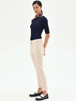 PANTALONE SKINNY BEIGE CHIARO IN TESSUTO TECNICO