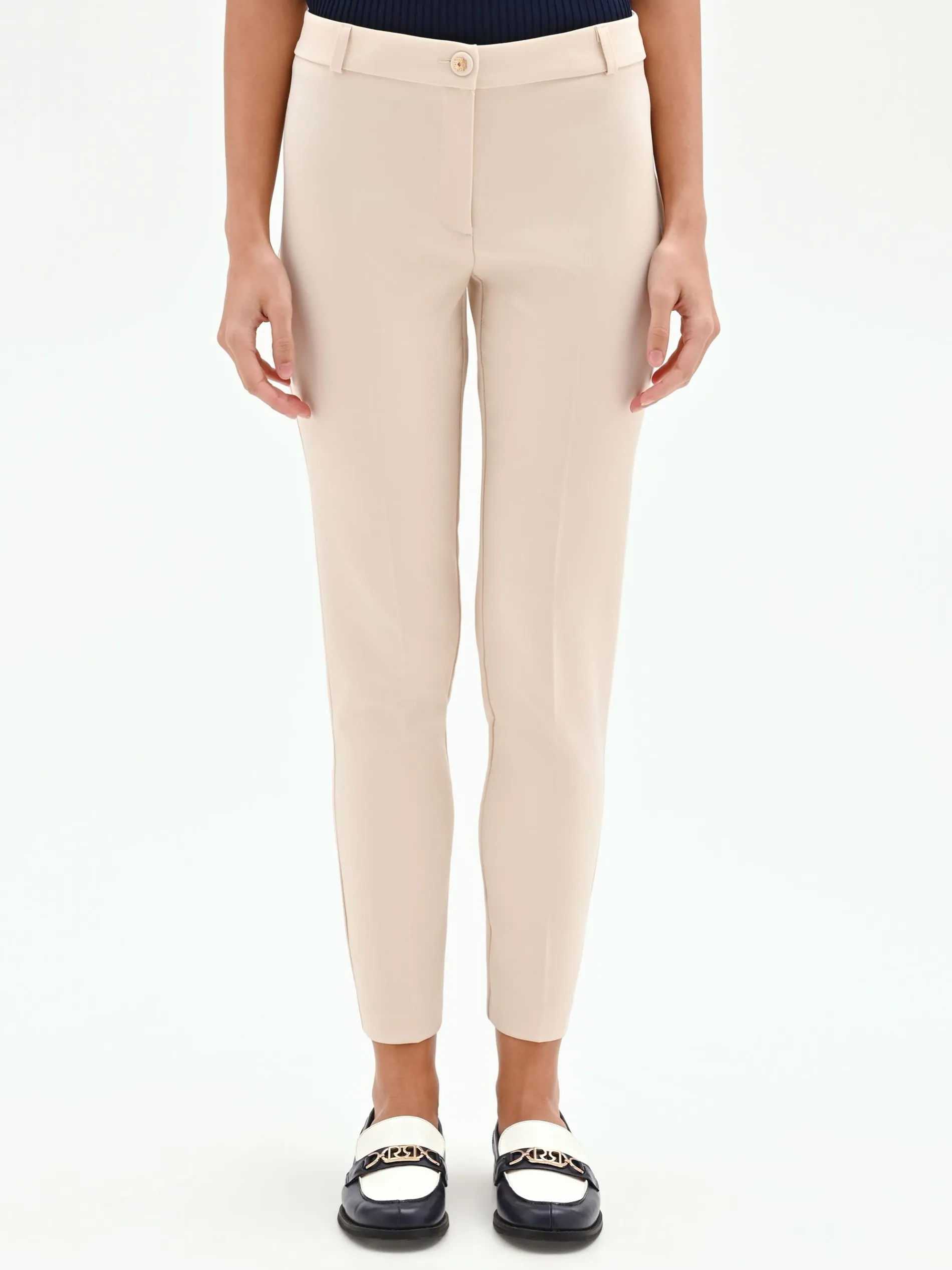 PANTALONE SKINNY BEIGE CHIARO IN TESSUTO TECNICO