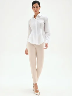 PANTALONE SKINNY BEIGE CHIARO IN TESSUTO TECNICO