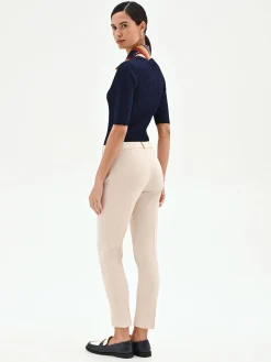 PANTALONE SKINNY BEIGE CHIARO IN TESSUTO TECNICO