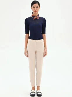 PANTALONE SKINNY BEIGE CHIARO IN TESSUTO TECNICO