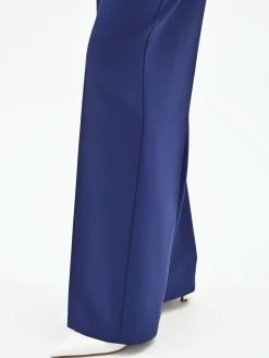 PANTALONE STUDIO A PALAZZO IN TESSUTO TECNICO BLU INDACO