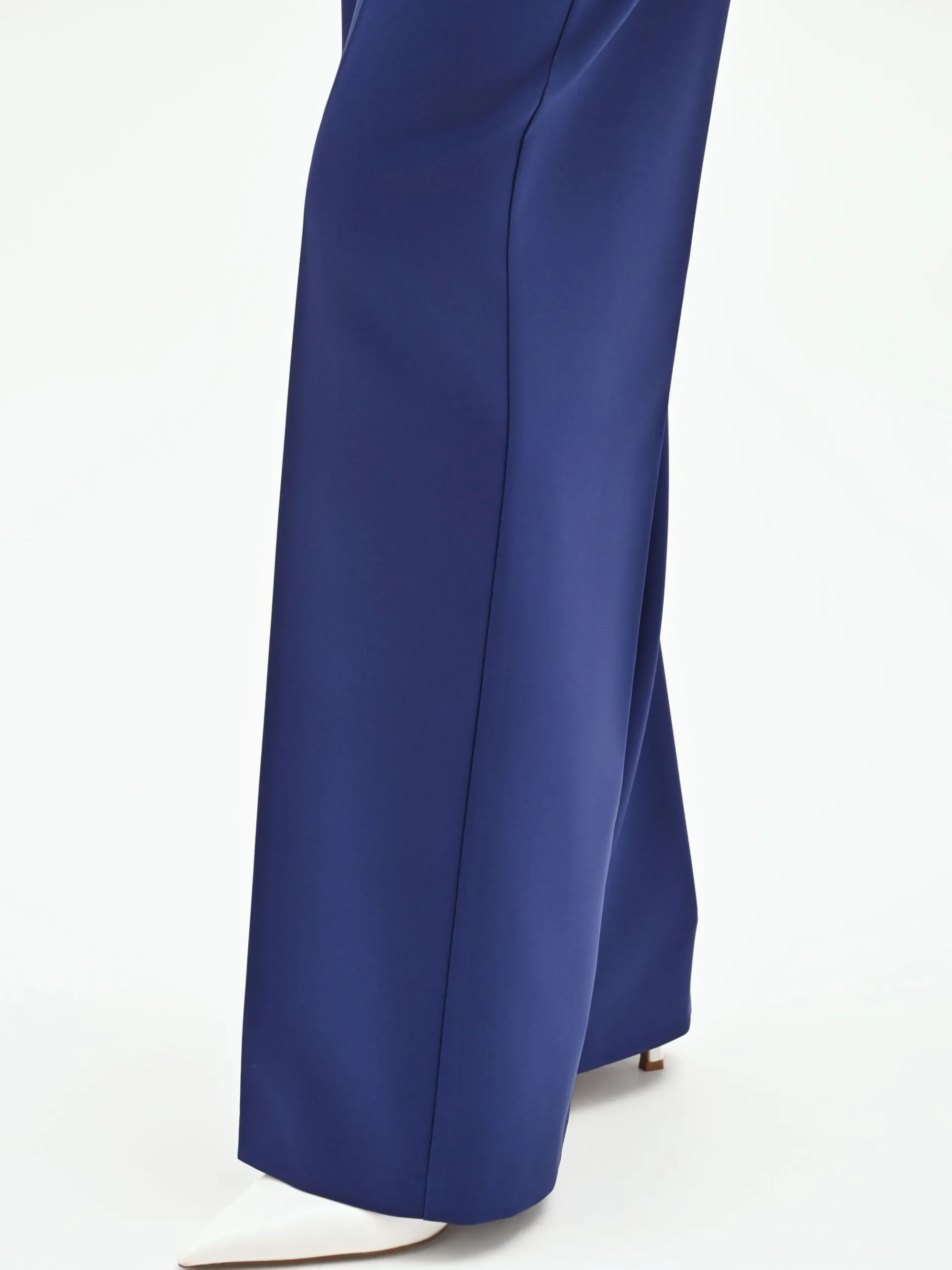 PANTALONE STUDIO A PALAZZO IN TESSUTO TECNICO BLU INDACO