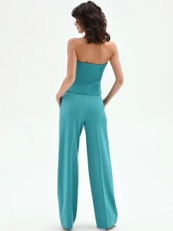PANTALONE STUDIO A PALAZZO VERDE SMERALDO