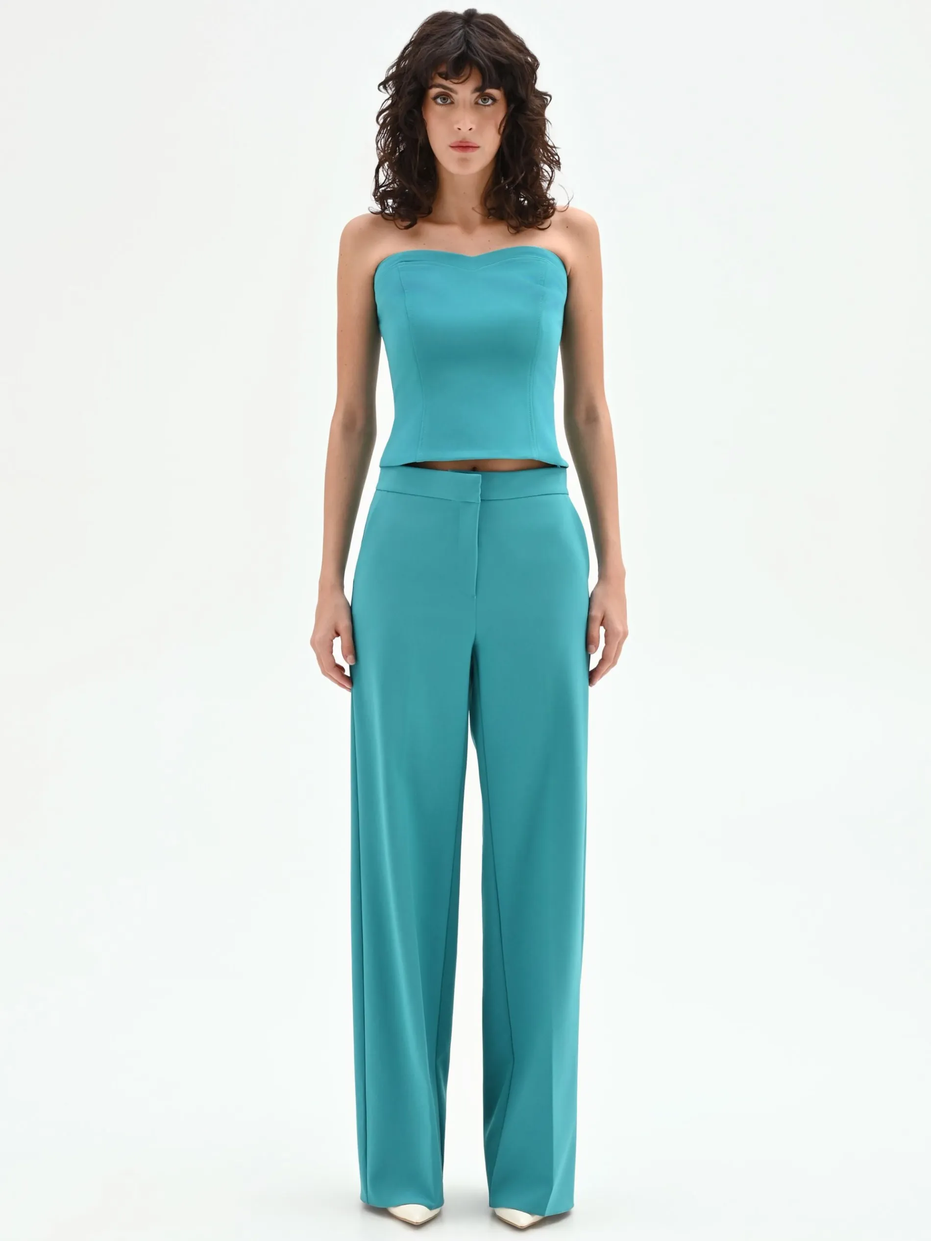 PANTALONE STUDIO A PALAZZO VERDE SMERALDO