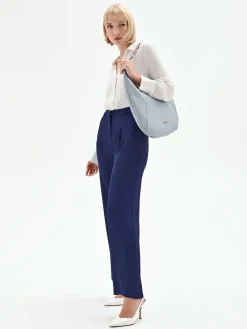 PANTALONE STUDIO CON PINCES E VITA ALTA IN CADI BLU INDACO