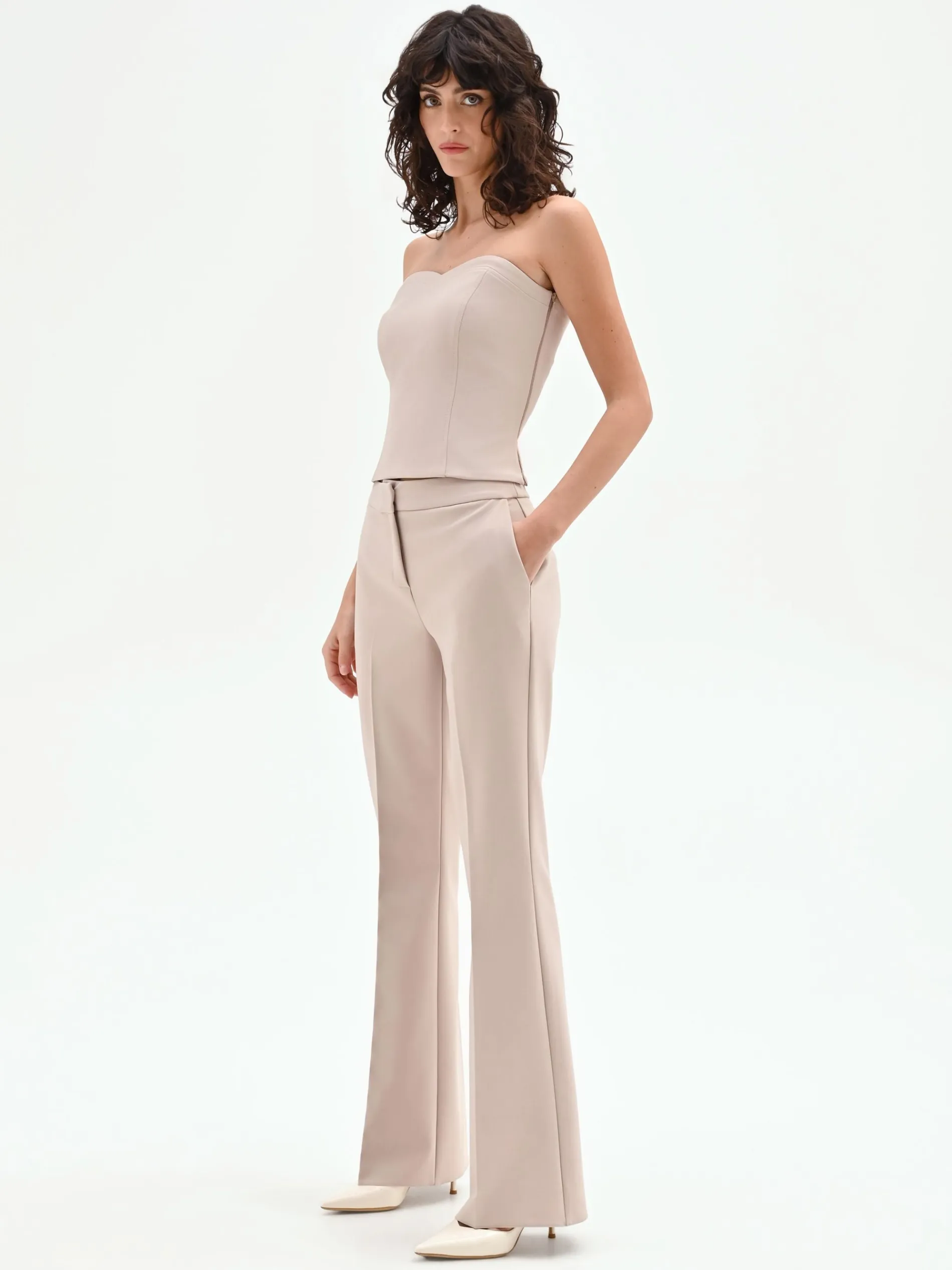 PANTALONE STUDIO TORTORA BEIGE MID FLARED