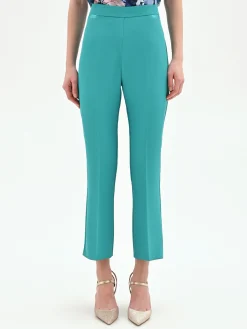 PANTALONE TURCHESE SLIM AZZURRO A VITA ALTA