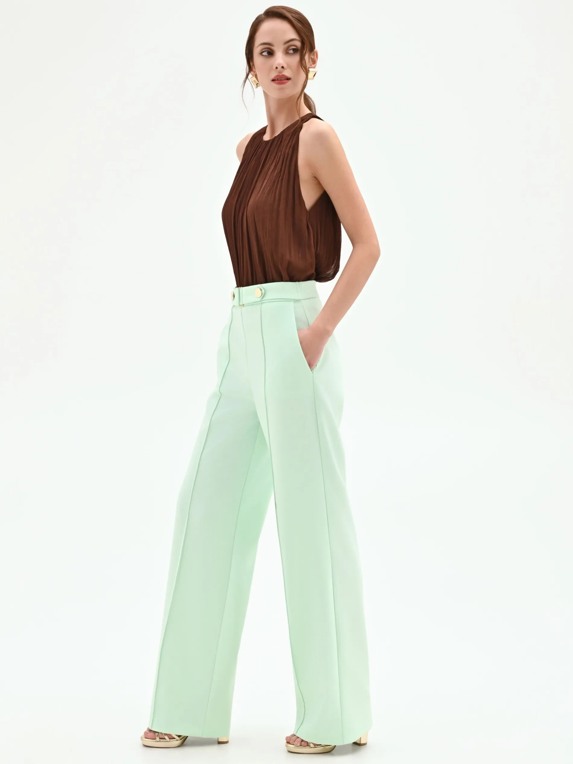 PANTALONE VERDE MENTA A GAMBA DRITTA