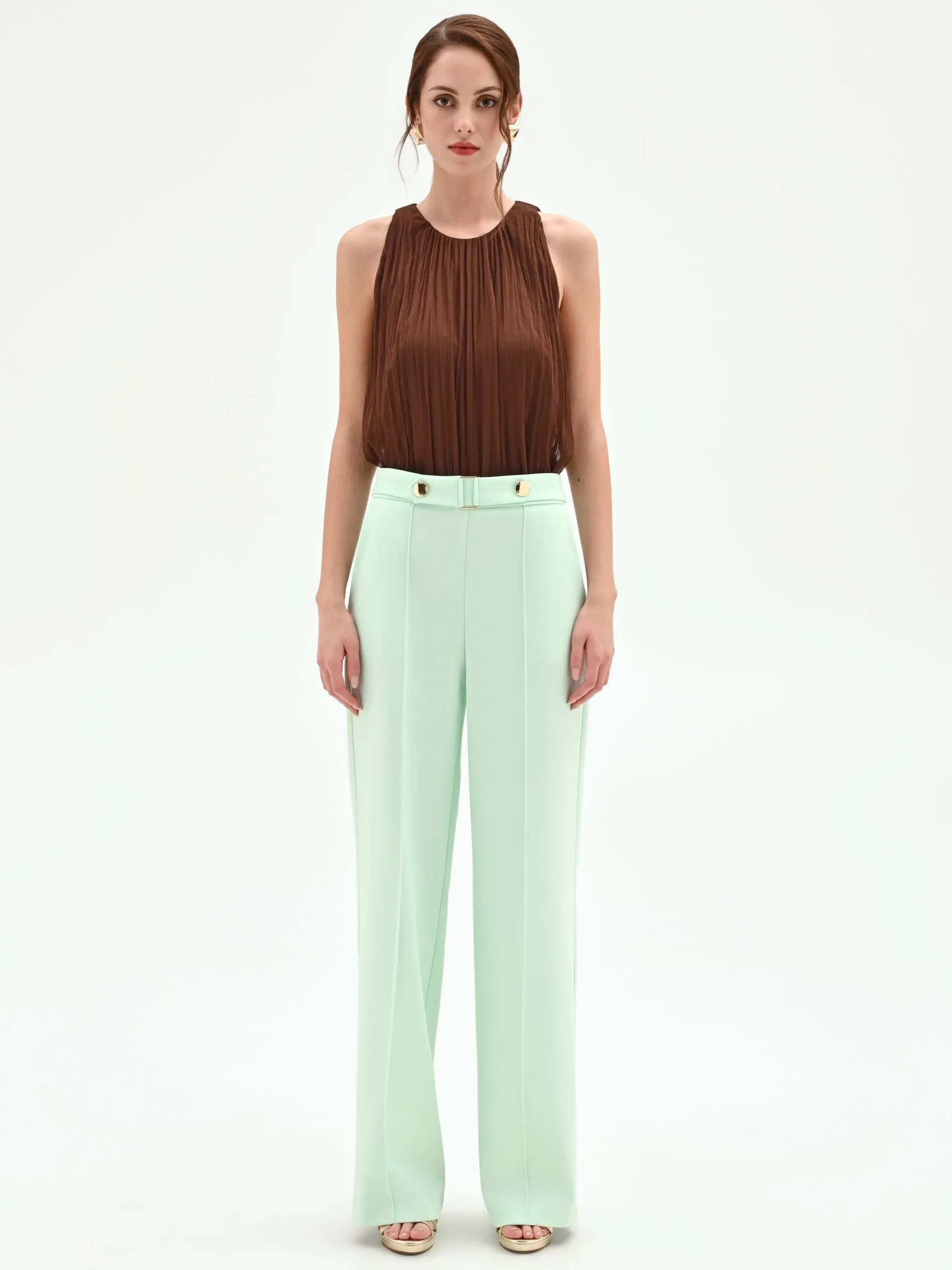 PANTALONE VERDE MENTA A GAMBA DRITTA