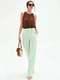 PANTALONE VERDE MENTA A GAMBA DRITTA